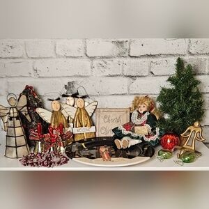 Vintage Christmas Décor Lot – Angels, Doll, Plates & Holiday Collectibles